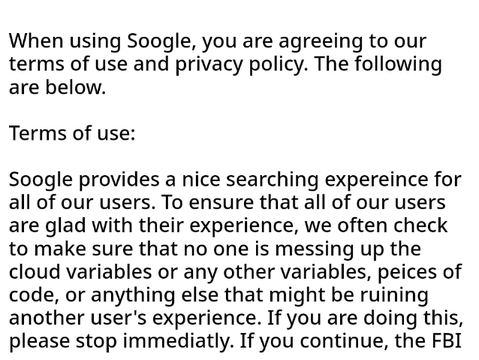 Soogle terms of use and privacy policy