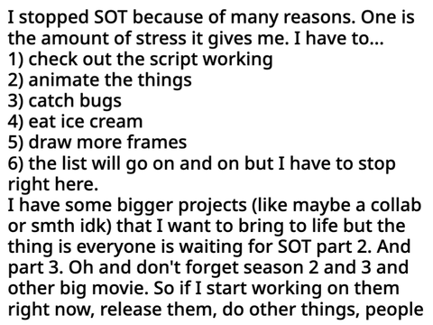 I stop SOT for a while