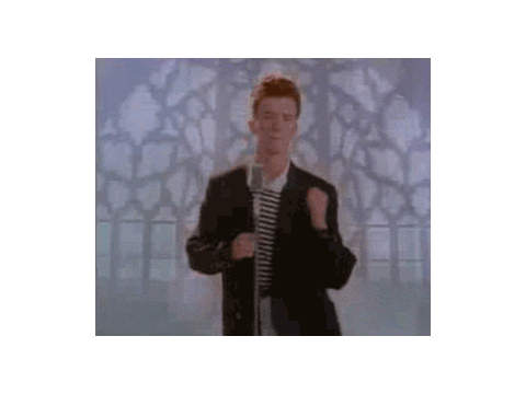 Never Gonna Give You Up with moving rick