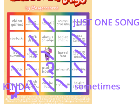 Demisexual bingo