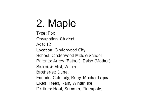 Maple's Info