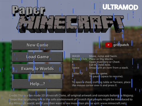 Paper Minecraft (With natural rain & auto-pause))