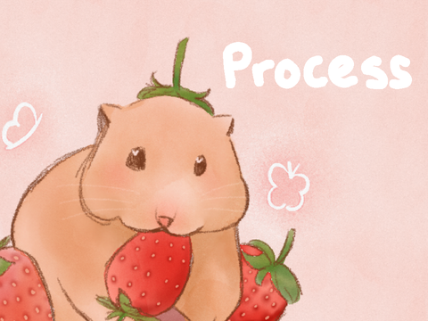 Drawing process of a strawberry hamster 