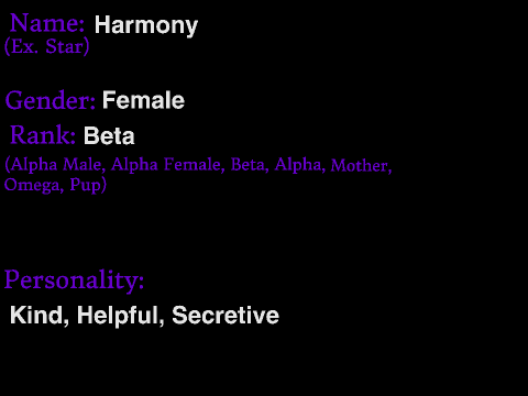 The Pack Of The Valley RPG = SIGN-UP SHEET remix
