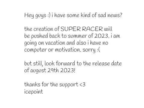 SUPER RACER ANNOUNCEMENT