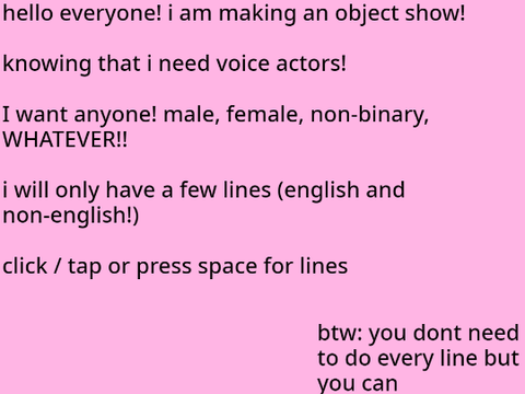ANNOUNCEMENT TO ALL VOICE ACTORS!!!