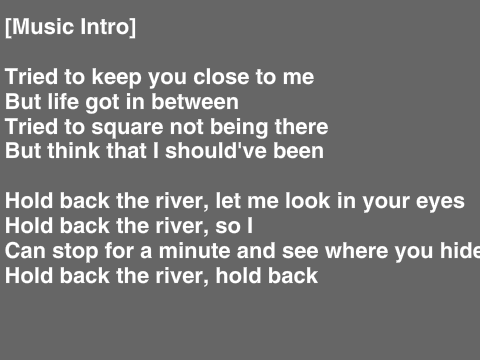 Hold Back The River ~ James Bay ~ Lyrics