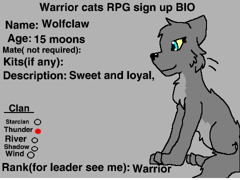 Warriors RPG studio Bio sign up sheet. remix