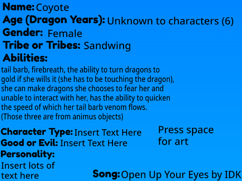 Rebuilt WoF RP Sign-Up Sheet ~ Coyote