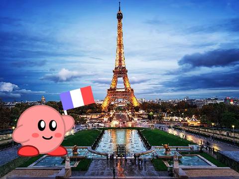 Kirby and the Eiffel Tower art