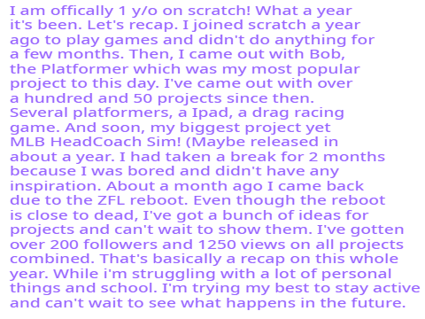 1 y/o celebration/recap!
