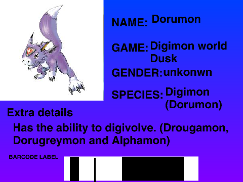 Gamer High RP ID card template: Dorumon
