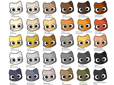 WC colors reference sheet