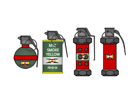 Grenades Sticker Pack with DOG ARMY logo.