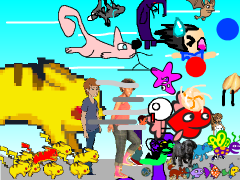 Add yourself running from a giant Pikachu! Help! remix