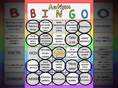 i did an educational autistic traits bingo board