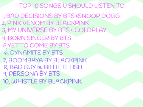 TOP 10 SONGS U SHOULD LISTEN TO