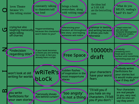 Writer's Bingo remix