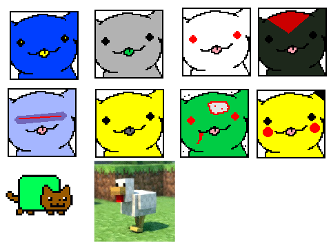 Cat collection+a chicken