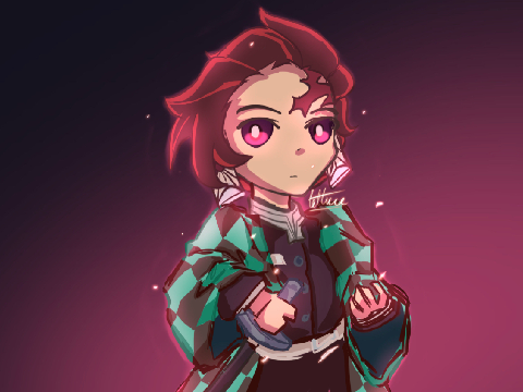 slightly messy drawing of tanjiro