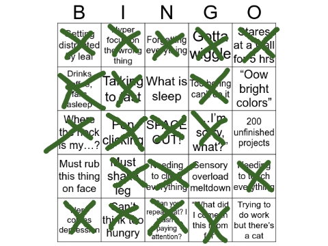 ADHD Bingo cuz i got adhd