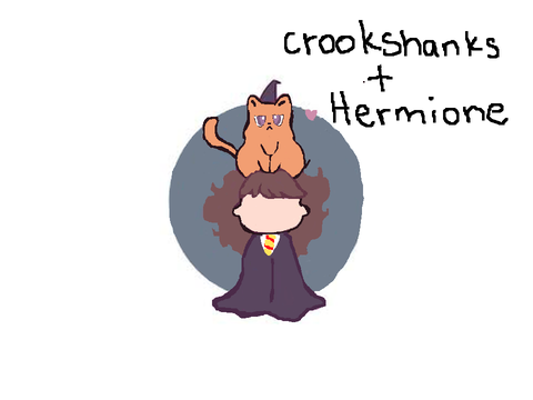 Hermione and crookshanks art done by myself