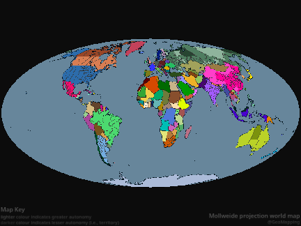Mollweide projection, world map