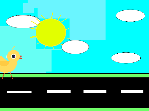 the little chick and the road