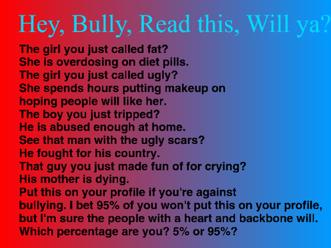 STOP BULLYING!!!  A hearty note with lots of feeling