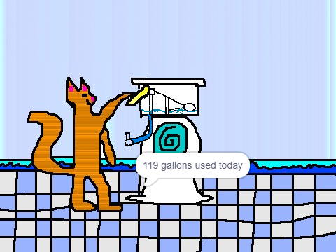 Cat Flushing the Glass Toilet