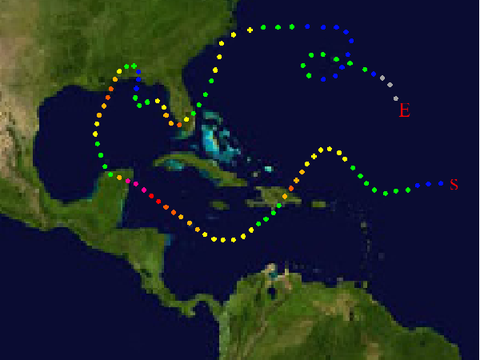 The track of hurricane Anria (2029)