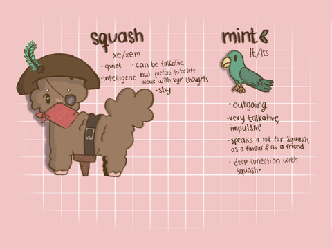 squash and mint ~ ref sheets