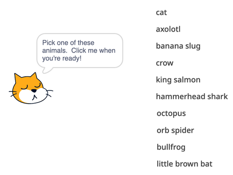 Scratch Cat guesses your animal