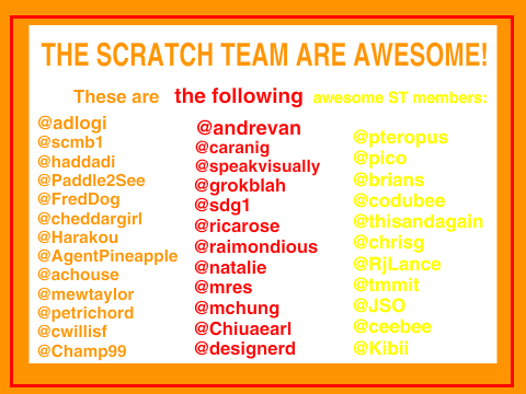The Scratch Team Are Awesome!!!!!!!!!
