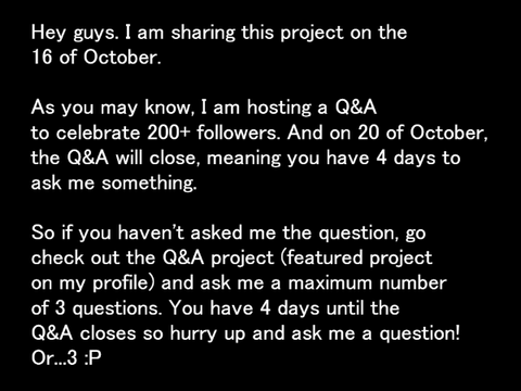 Last 4 days to Q&A Answers!