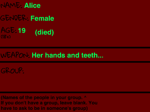 Zombie Apocalypse RPG - Sign Up Sheet remix