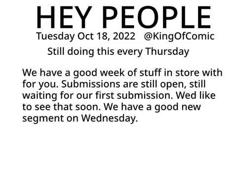 Hey People!: Week of Oct 18