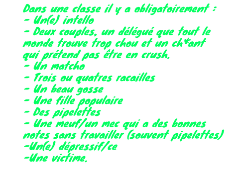 Dans une classe il y a obligatoirement (clique) 