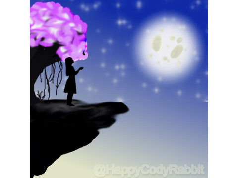 Moonlight scenery drawn by me ! ♥ ♥