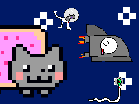 Add yourself escaping from a Giant Nyan Cat!