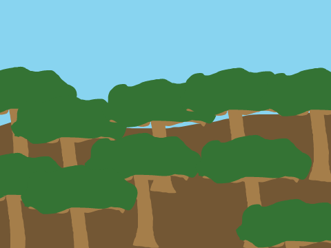 Ten trees growing into a forest