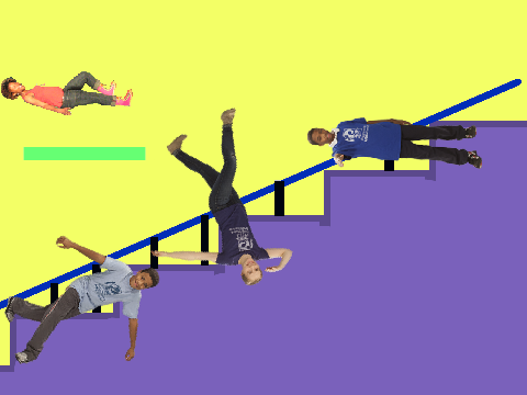 Dance party (falling down the stairs)