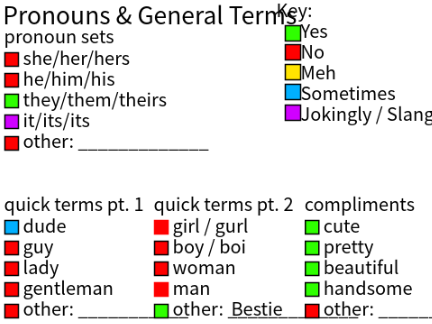 Terms & Pronouns Sheet :)