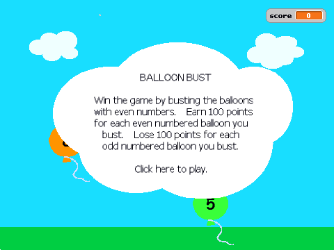Balloon Bust Even Numbers