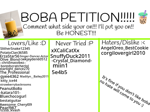 ✨BOBA PETITION!!!!!!!!!!!✨