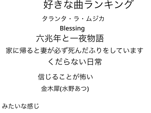 好きな曲ランキング
