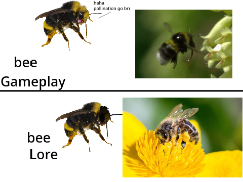 bee gameplay vs bee lore