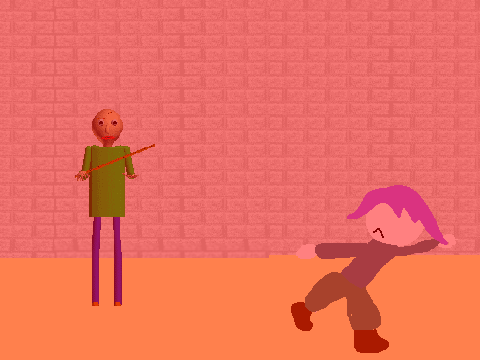 Lucy running away from Baldi