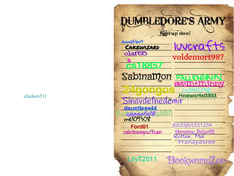 Dumbledore's Army Sign In Sheet remix remix