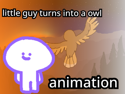 little guy turns into a owl animation